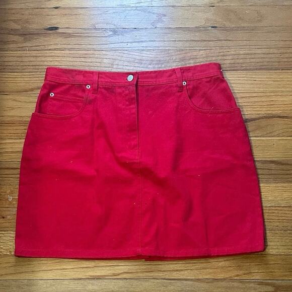 Red Denim Jean Skirt Bill Blass Jeans - Picture 1 of 5